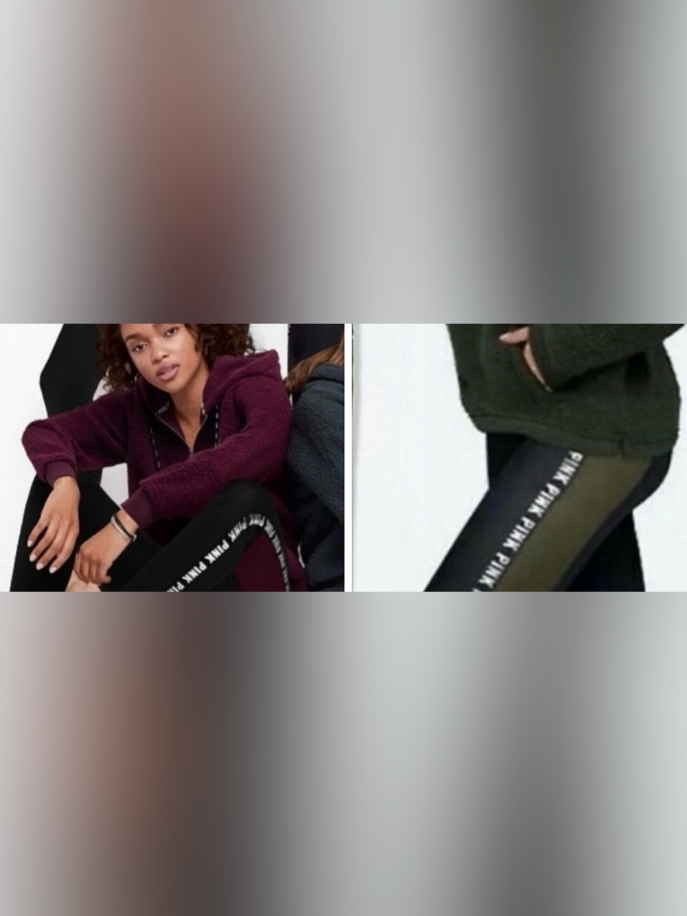 2 PINK Victoria's Secret Black Leggings bundle with Side Logo Stripe